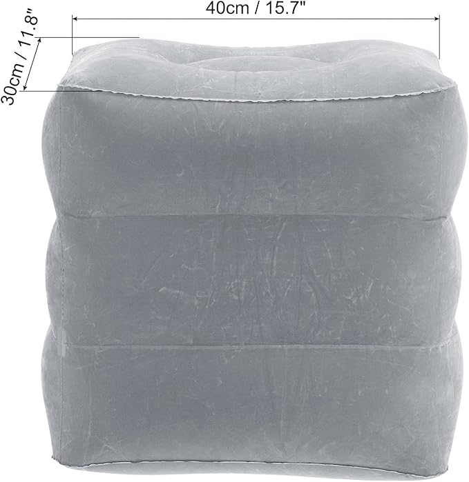 PATIKIL Travel Foot Rest Pillow, Inflatable Foot Rest Mat Adjustable 3 Layers Height Sleep Flights Leg Pillow for Airplane Train Office, Dark Gray
