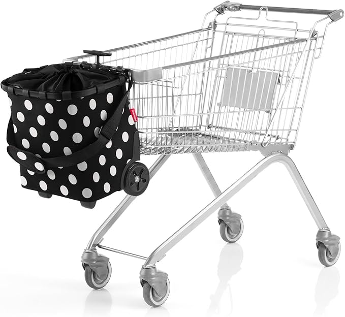 reisenthel carrycruiser dots White - Portable Shopping Trolley with Sturdy Aluminum Frame, Shoulder Strap and Removable mesh Inner Bag -Water-Repellent