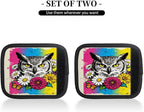 2 Pack Luggage Handle Wrap with Travel Tags - Non-Slip Protective Cover Soft Handle Grips Covers for Suitcase(Graffiti Owl Flowers)