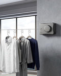 17.7 Ft Retractable Clothesline, Non-Sagging Wall Mounted Laundry Line with 10Pcs Clothespins, Heavy Duty Auto Retracted Indoor Outdoor Clothes Line for Bathroom Balcony Apartment RV Travel, 44LB MAX