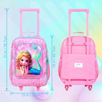 18" Kids Suitcase for Girls, 2Pcs Mermaid Carry on Luggage Set with Wheels, Cute Travel Rolling with 12" Toddler Backpack(Pink)