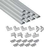 D-Line 157in Cord Cover Kit, Self-Adhesive Wire Hiders, Cable Raceway to Hide Wires on Wall, Electrical Cable Management - 10x 15.7 Lengths & 19 Accessories - 1.18" (W) x 0.59" (H) - Gray