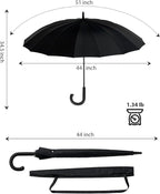 Premium Windproof Umbrella Classic J stick Handle with Easy Grip - Auto Open, Rainproof and Durable Canopy Design Perfect for Rainy Days Sunshad