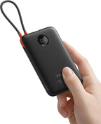 VIYISI Slim Portable Charger Power Bank 10000mAh, PD 20W Fast Charging Compact Battery Pack with Built-in USB C Cable, Travel Essential Compatible with iPhone 17 16 15, Samsung A16 S24, Android-Black