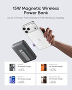 CUKTECH Qi2 Certified 15W Magnetic Power Bank, 10,000mAh Battery Pack, MagSafe Compatible Wireless Portable Charger with 30W USB C Fast Charging, for iPhone 17/16/15/14/13/12 (USB-C Cable Included)