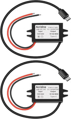 DC 12V/24V to 5V 5A 25W USB-C Step Down Converter Buck Module Adapter(2-Pack)