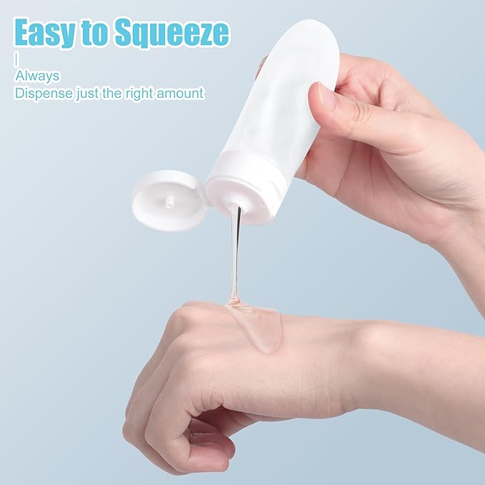 Travel Bottles Set for Toiletries 13Pcs Travel Size Silicone Containers with Labels 60ml Leak Proof Travel Containers for Toiletries Refillable Squeezable Shampoo Conditioner Bottles (White)