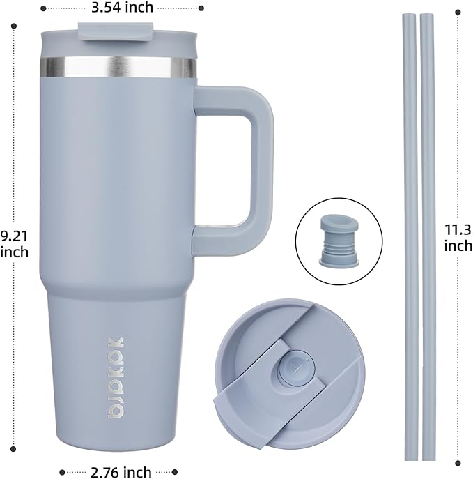 BJPKPK Tumbler With Handle 30 oz Stainless Steel Insulated Tumbler With Lid And Straw For Water Or Ice Coffee,Modern Blue