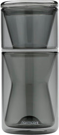 Normcore Pour Over Coffee Maker 2.0 (320ml / 10.8oz) – Double Wall Borosilicate Glass Coffee Dripper, Portable with EVA Case, Fits 185 Wave Filter, Manual Pour Over Coffee Brewer, Smoke Grey
