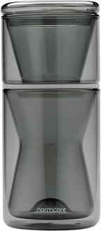 Normcore Pour Over Coffee Maker 2.0 (320ml / 10.8oz) – Double Wall Borosilicate Glass Coffee Dripper, Portable with EVA Case, Fits 185 Wave Filter, Manual Pour Over Coffee Brewer, Smoke Grey