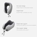 urnexttour Neck Pillow and Blanket Set for Travel Memory Foam Design Models Pillows with Eye Mask and 50% More Storage Bag Traveling Essentials Plane Car Flight Rest Sleeping Use Adult, Light Gray
