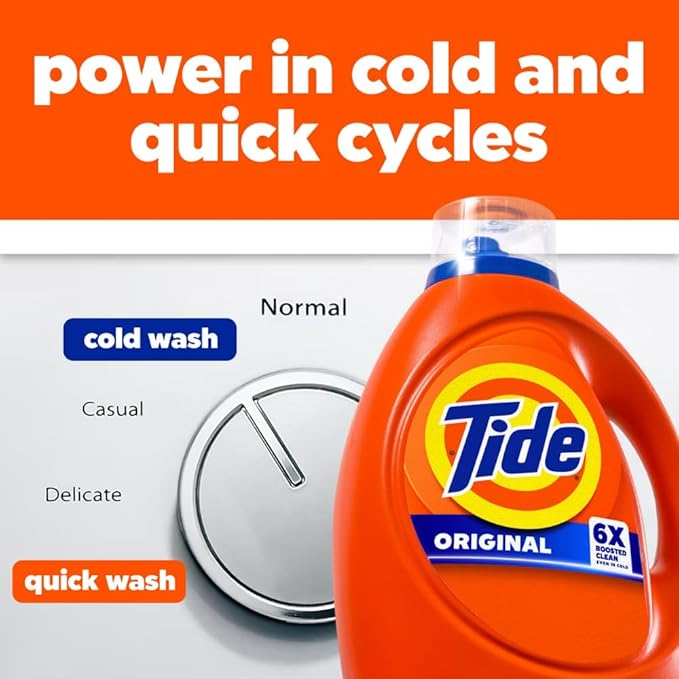 Tide Laundry Detergent Liquid, Original Scent, 64 Loads, 80 FL OZ, Works on 100% of Common Stains, Laundry Soap, Liquid Laundry Detergent
