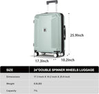 Luggage Sets 3 Piece, Lightweight Expandable PC Hardside Durable Suitcases with Spinner Wheels & TSA Lock, 20/24/28 Inch, Light Green