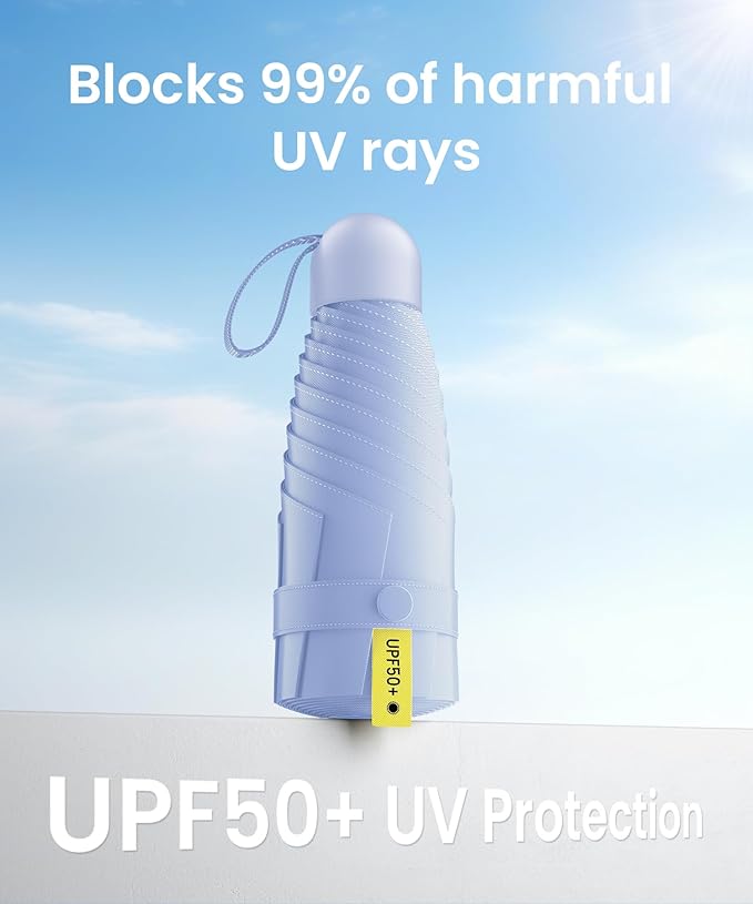 LMUGOOS 3 Pack Travel Mini Umbrella Small Compact, Portable Umbrella with UV Protection UPF 50+, Rainproof & Sunproof Folding Umbrella, Backpack & Pocket-Friendly