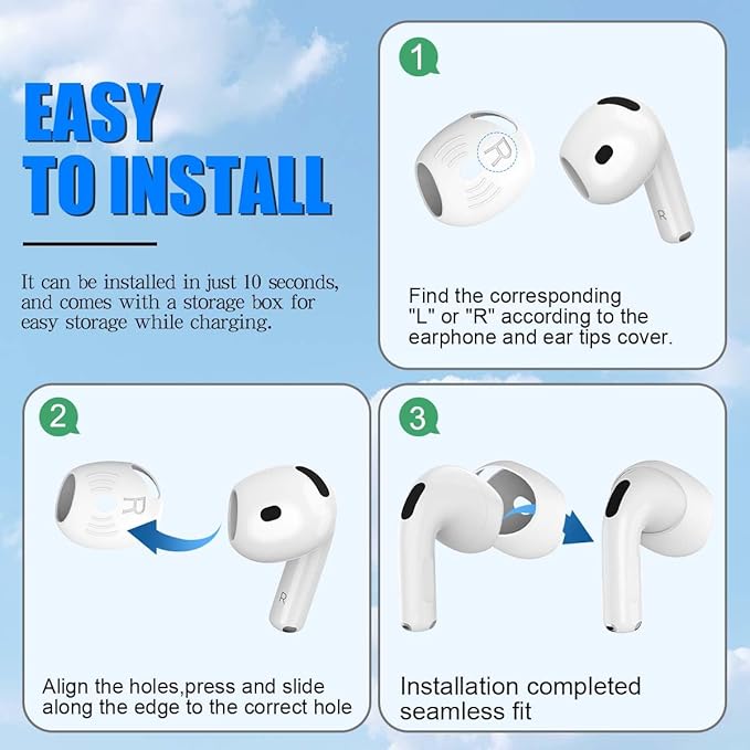 5 Pairs Ear Tips Cover for AirPods 4 Earbuds, Silicone AirPod 4 Ear Cover Anti Slip Ultra Thin Soft Air Pod 4 Accessories Compatible for Air Pods 4th Generation 2024 [Fit in Charging Case] - White