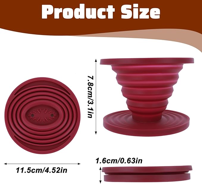 Larrel Pour Over Coffee Maker Portable Coffee Maker Foldable Reusable Pour Over Coffees Dripper Travel Camping Coffees Makers Manual Silicone Filter for Backpacking Camping Hiking Home Office