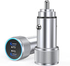 iPhone 15 Charger Car Adapter,2Pack Super Fast PD Dual Port Type C Car Charger Adapter Metal Mini Cigarette Lighter USB C iPhone 15 Charging Cable for iPhone 15/14/13/12/11/Samsung Galaxy S23/S22/iPad