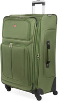 SWISSGEAR Sion Softside Expandable Spinner Luggage Durable Lightweight Travel Suitcase, Evergreen, Checked-Large 29-Inch