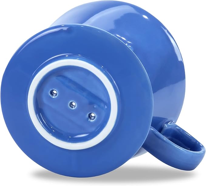 Pour Over Ceramic - Coffee Dripper Ceramic Coffee Maker with 3 Holes Flat Bottom, Porcelain Slow Filter Cone for Travel, Camping, Office, Home, Coffee Maker Brew, Blue
