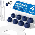 4 Pairs Replacement Ear Tips for AirPods Pro 2nd/1st Generation with Portable Storage Box & Cleaner Pen,Noise Reduction Holewith & Built-in dust Guard Screen,Silicone EarTips(N-Blue)