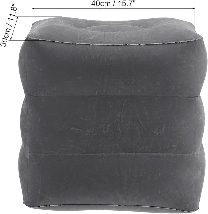 PATIKIL Travel Foot Rest Pillow, Inflatable Foot Rest Mat Adjustable 3 Layers Height Sleep Flights Leg Pillow for Airplane Train Office, Gray