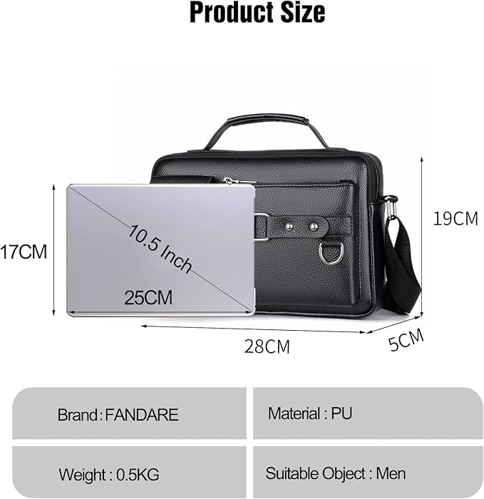 FANDARE Retro Briefcase Men Messenger Bag PU Leather Handbag
