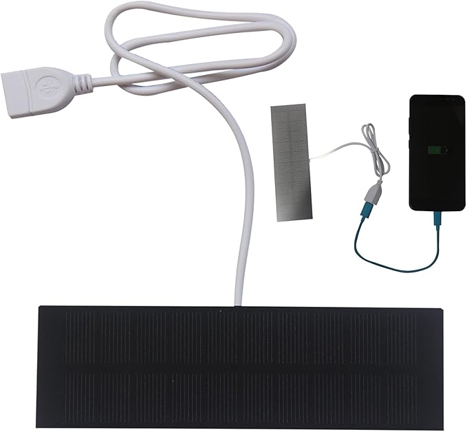 Solar Phone Panel Charger – Portable USB Battery Bank, 3W Solar-Powered Fast Charging Panel | Renewable Energy Charger | Compact Mobile Laptop Camera, Lightweight Outdoor Travel Camping Device