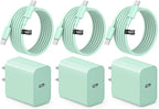 iPhone 17 16 15 Charger Fast Charging 3 Pack USB C Charger Block Type C Chargers 6FT Cord Wall Chargers Compatible with iPhone Air/17/17 Plus/17 Pro/17 Pro Max/16/16 Plus/16 Pro/16 Pro (Purple)
