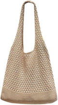 Boho Crochet Beach Tote Shoulder Bag with Colored Beads | Colorful Aesthetic Hippie Knit Bag for Women