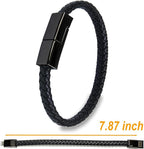SEANADO Leather Bracelet Charger USB Charging Cable Braided Cords USB Portable Travel Charger for Mens Womens Suitable for iPhone 14/13/12/11 pro XS MAX (for iPhone, S(7'87''))