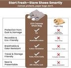 LFH Cotton Rich Shoe Storage Bags with Drawstring, Dustproof Breathable Reusable Organizer, Perfect For Travel, Dorm, Hotel, College, Gym, Easy to Carry, Machine Washable 8"x17" (Pack of 2) - Grey