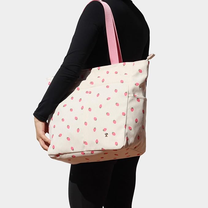 ESVAN Original Floral Tote Bag Large Shoulder Bag with Multi Pockets for Gym Travel Beach Daily Bags