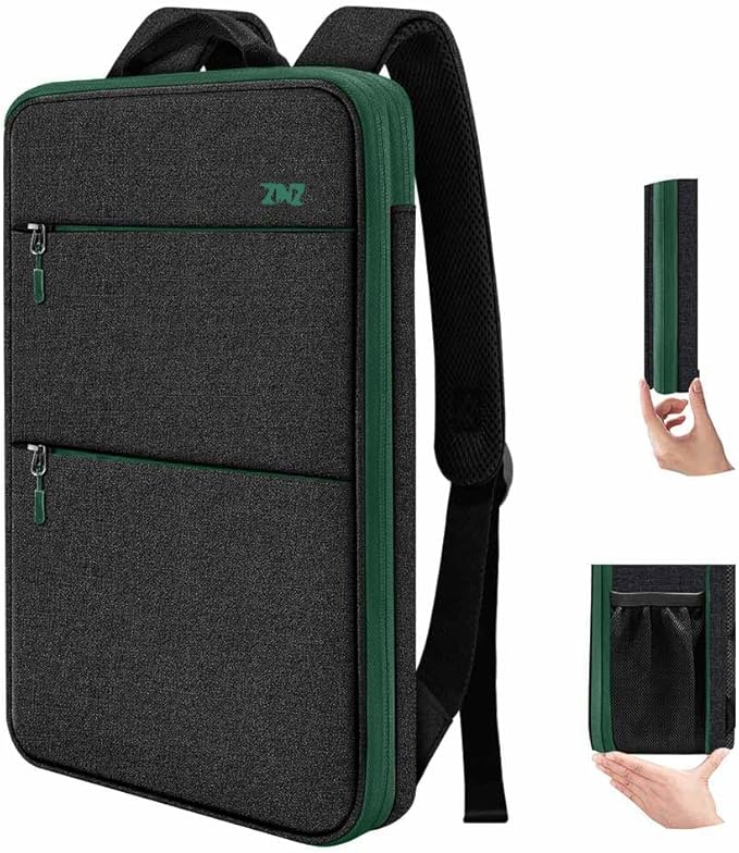 ZINZ Slim & Expandable Laptop Backpack 15 15.6 16 Inch Case, Water Resistant Travel Backpack Compatible with MacBook Pro/Neo 16" 15", Dell XPS 15 16 and Most 15" 15.6" 16" Notebooks，BK01GR01