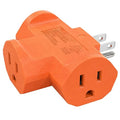 ELEGRP 3-Prong Heavy Duty Power Extender to Triple Outlet in T Direction, Multi-Directional Grounded Wall Tap Outlet Extender with 3 Prong Plug-in, 15-Amp, 125-Volt, ETL Listed, 1 Pack, Orange