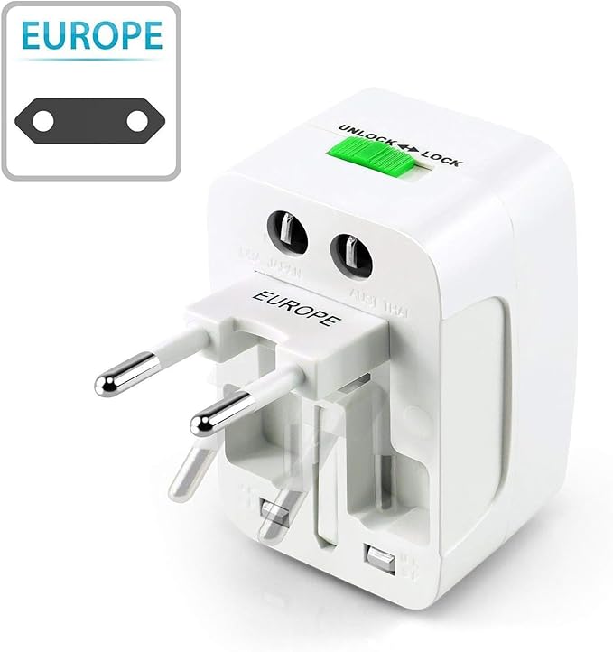 Portable Worldwide Universal Power Adapter Converter, All in One International Out of Country Travel Wall Charger Plug Compatible with USA, EU, UK, and AUS and More Outlets