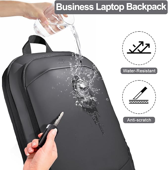 hk Business Backpack for Men 17 Inch,Slim & Expandable Waterproof Travel Laptop Backpack with USB Charger Port (Dark Grey)