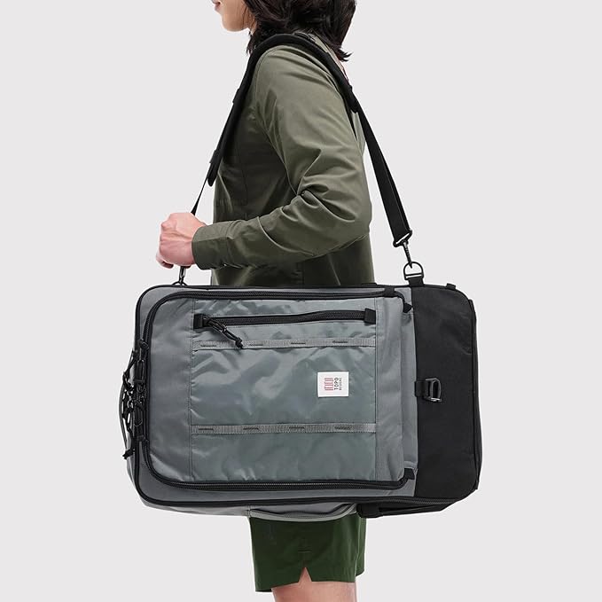 Topo Designs Global Travel Bag – 30L or 40L - Carry-On Compliant Most Airlines, Durable Travel Duffel Bag, Clam Shell Main Pocket, Laptop Sleeve, Backpack, Sling, Luggage (40L / Olive)