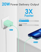AISNI Fast Charger Block for iPhone 14 13 12 with 10 Foot Fast Charging Cable,MFi-Certified, 20W PD USB C i-Phone Charger 10 ft Compatible with iP14 Plus/14/13/12/11 Pro Max/XSMax (2-Pack Green)