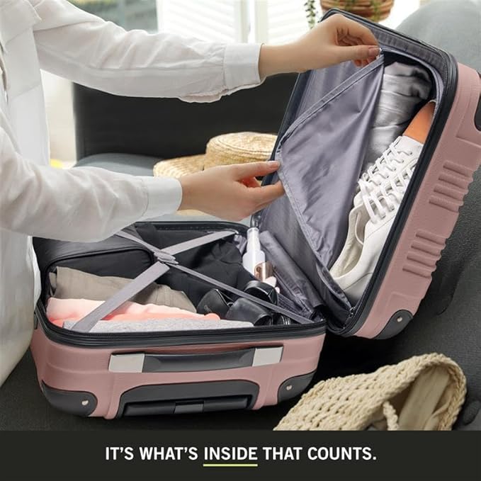 Kenneth Cole REACTION Out of Bounds Lightweight Hardshell 4-Wheel Spinner Luggage, Rose Gold, 2-Piece Set (20" & 28")