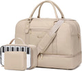 Wogarl 4PCS Weekender Bags for Women Large Overnight Weekend Travel Duffel Carry on Shoulder with Shoe Compartment Canvas Toiletry Bag for Travel Business Gym