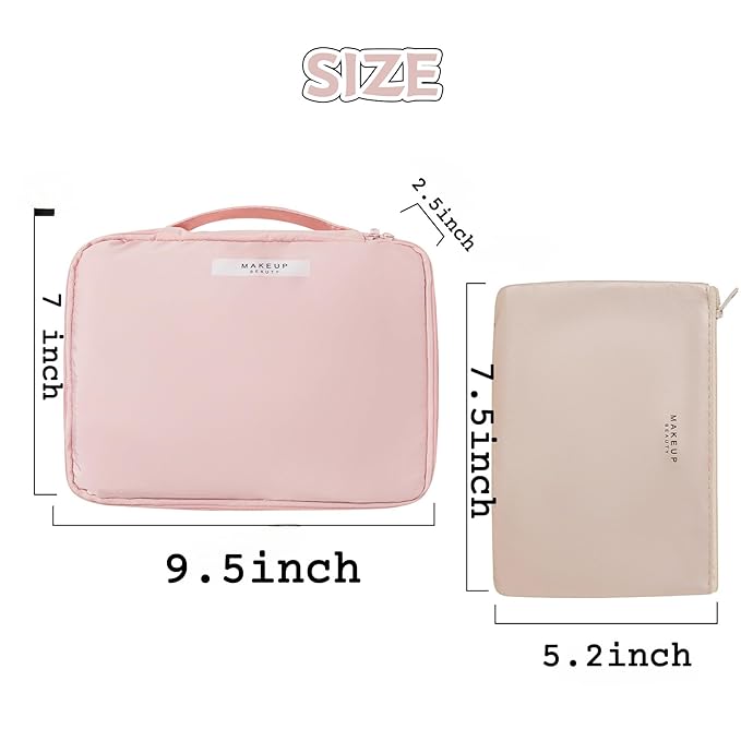 Queboom Travel Makeup Bag Cosmetic Bag Makeup Bag Toiletry bag for women and men(Pink)