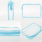 Tbestmax 10 Pack Clear Cosmetic Bags Makeup Bags Portable Waterproof TSA Approved Travel Toiletry Bags Large Organizer Blue, 9.8" x 7.1" x 2.4"