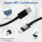 FEEL2NICE iPhone Charger Fast Charging 2 Pack Type C Wall Charger Block with 2 Pack [6FT&10FT] Long USB C to Lightning Cable for iPhone 14/13/12/12 Pro Max/11/Xs Max/XR/X,AirPods Pro,Black