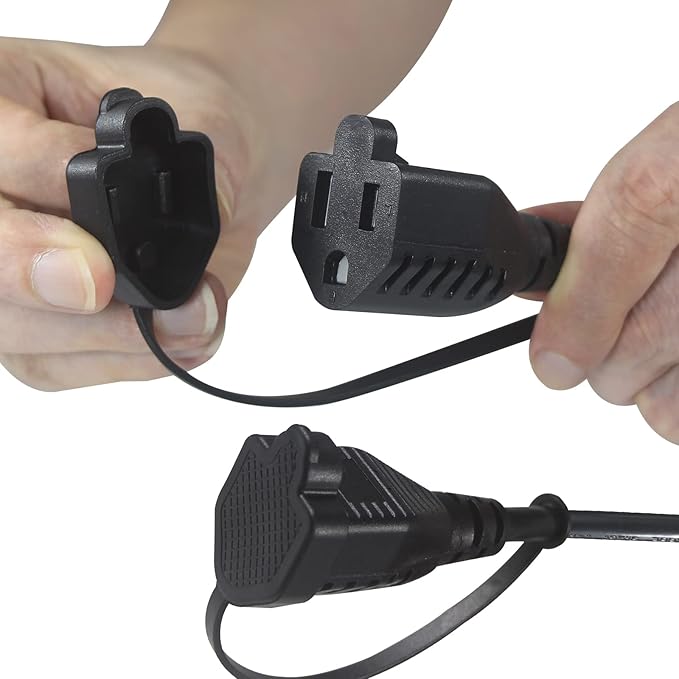 4 Way Outlet Splitter - Black 1-Pack 90-Degree Angled Flat Plug 1 to 4 Extension Cable Power Strip, 16/3 Gauge 1.5FT, 3 Prong Y Style Multi Outlet Splitter, Perfect for Wall Wart Adapters