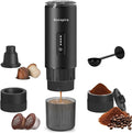 3-in-1 Portable Espresso Maker 20 Bar Self-Heating Stainless Steel Fits Ground Coffee & Nespresso Capsules USB-C Rechargeable for Camping Car Hiking Office