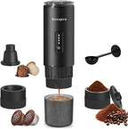 3-in-1 Portable Espresso Maker 20 Bar Self-Heating Stainless Steel Fits Ground Coffee & Nespresso Capsules USB-C Rechargeable for Camping Car Hiking Office