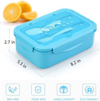 Bento Boxes for Adults - 1100 ML Bento Lunch Box Container For Kids With Spoon & Fork - Durable Perfect Size for On-the-Go Meal, BPA-Free and Food-Safe Materials(Blue)