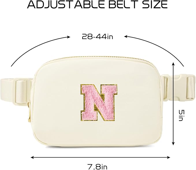 Gitus Personalized Gifts Birthday Gifts for Girls Fanny Pack Cross Body Bags with Initial Letter Preppy Stuff Gifts for Her Girlfriend Wife Sister Friends Mom (Ivory-N)
