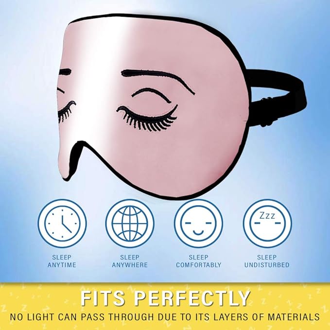 Silk Sleep Eye Mask for Men Women, Comfortable Super Soft Eye Mask with Adjustable Strap, 100% Pure Silk, Works with Every Nap Position, Ultimate Sleeping Aid Blindfold, Blocks Light, Jersey Slumber