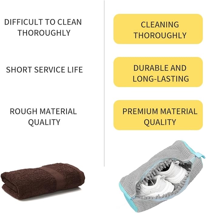 2Pcs Gray Laundry Shoe Washing Bag for Washing Machine, Reusable Anti-Deformation Design for Sneakers and Footwear